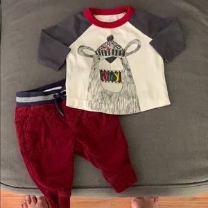 Gymboree 0-3 month tee and cords